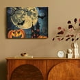 thumbnail image 4 of FCXZI Bats Full Moon Pumpkin Canvas Print Wall Art Decorations for Home Bathroom Ready To Hang Room Decor 16x12in, 4 of 6