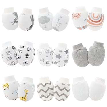 ZACPNCV 9 Pairs Baby Mittens No Scratch Mittens Newborn Infant Mittens Elastic Wrist Gloves for 0-12 Months Baby Boys Girls Gray