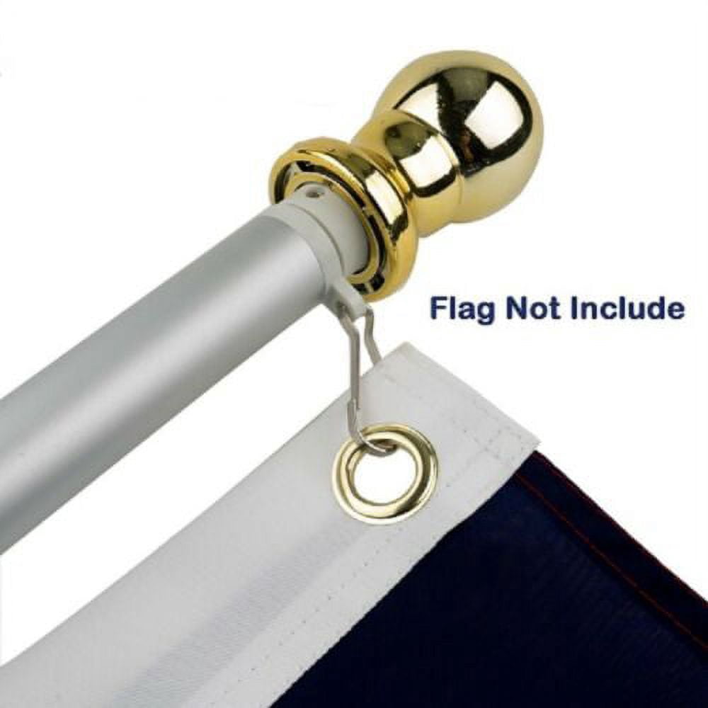 Tangle Free Spinning Flagpole 6 Ft Flag Pole Heavy Duty Sliver Gold Ball