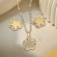 thumbnail image 6 of Flower Necklace Earrings Stud Earrings Pendant Women Jewelry Set Long Chain Necklace for Birthday Gifts Halloween Party Decor Gold, 6 of 8