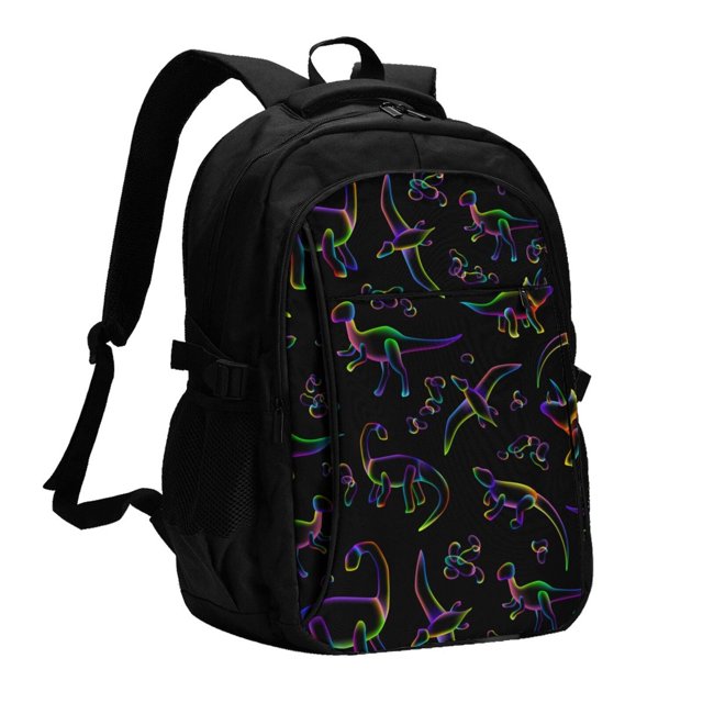 Vsdgher Dinosaur Print Travel Laptop Backpack, Laptops Backpack with USB Charging Port, Water Resistant Computer Bag Gift for Men & Women