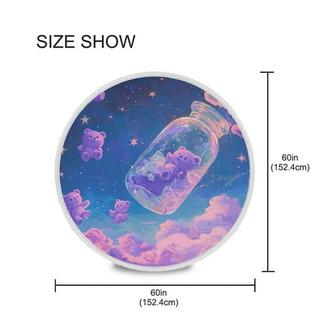 

BZSMCE Round Tablecloth Purple Bear in Bottle Pattern Pattern Tableclothes