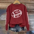 thumbnail image 2 of Holzkary Football Sweatshirts for Women Game Day Graphic Print Pullover Shirts Long Sleeve Crewneck Fall Fashion Tops American Football Print Solid Color Round Neck Ladies Sweatshirt Brick Red S, 2 of 3