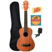Oscar Schmidt OU2E Concert Acoustic-Electric Ukulele Bundle with Gig Bag, Tuner, Austin Bazaar Instructional DVD, and Polishing Cloth