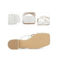 thumbnail image 2 of BLISSFUL STEP Square Toe Cross Strap Pearl Decor Chunky Heel Slide Sandals for Women White 5.5, 2 of 6