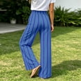 thumbnail image 5 of Arlun Striped Linen Pants for Women Summer Baggy Wide Leg Pant Drawstring High Waist Casual Stripes Color-Block Trousers Soft Lightweight Flowy Beach Resort Trouser with Pockets 1-Blue XXXL, 5 of 7