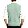 thumbnail image 4 of Resicozy Men's Sleeveless Sweater Vest V-Neck Casual Knit Button Down Solid Color Cardigan Vest Light Green M, 4 of 7