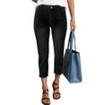 thumbnail image 2 of vigerkar Women's Denim Capri Jeans Casual High Waisted Skinny Leggings Stretchy Pants with Decor Pockets Black, XXL, 2 of 9