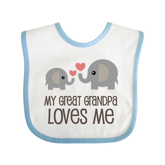 Inktastic My Great Grandpa Loves Me Grandson Elephant Boys or Girls Baby Bib