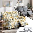 thumbnail image 5 of Xoenoiee Yellow Flower Print Stretch Recliner Loveseat Cover, Elastic Sofa Slipcover Soft Fitted 2 Seats Couch with Pockets Washable Furniture Protector, 5 of 6