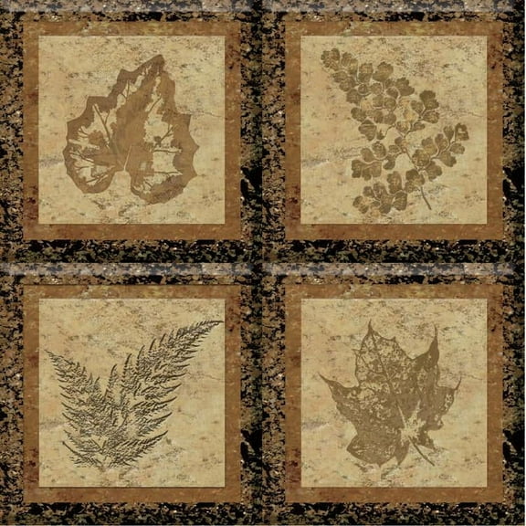 IdeaStix Fossil TileStix - Original Premium 4-Piece Peel and Stick Square Tile Appliques - Washable Removable - Heat and Water Resistant