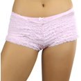 thumbnail image 4 of ToBeInStyle Women's Chiffon Lace Ruffle Polyester Blend Booty Shorts - Pink, 4 of 7