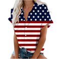 thumbnail image 2 of Aloohaidyvio Tops for Women,Womens Fashion Tops Turndown Collar Printing Casual Short Shirts Blouse, 2 of 4