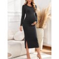 thumbnail image 2 of Women's Maternity Dresses Long Sleeve Sweater Dress Winter Pregnancy Clothes, 2 of 5
