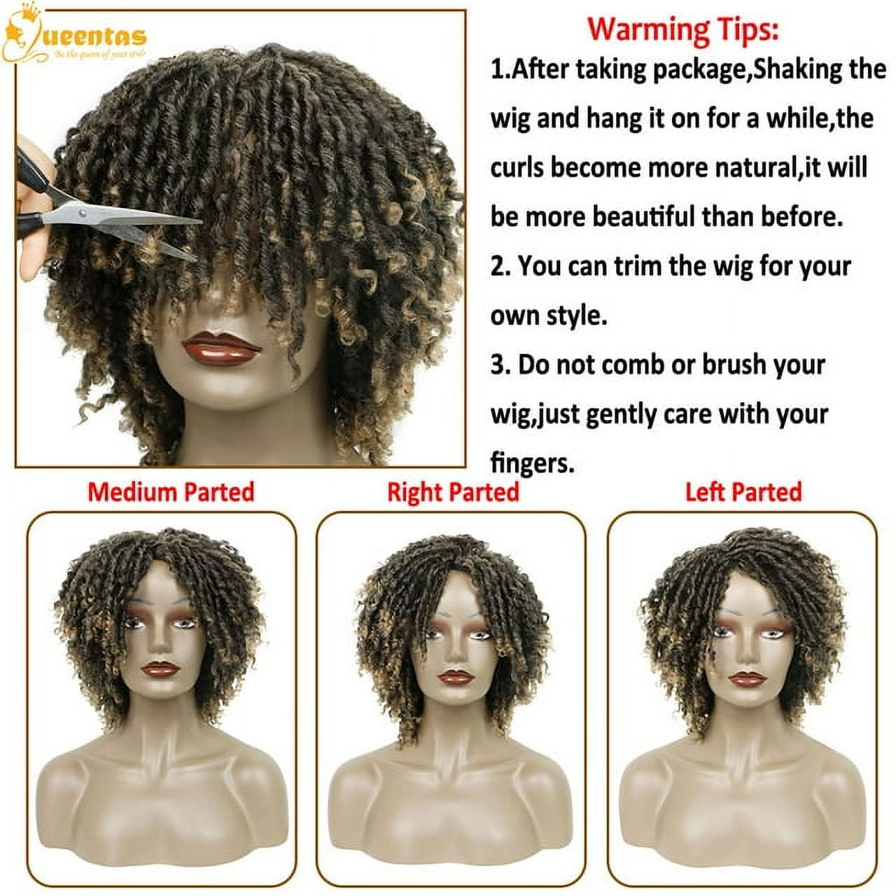 QUEENTAS Dreadlock Wigs for Women and Men Braiding Hair Synthetic Blonde Wigs Faux Locs Twist Wigs Cruly Wigs