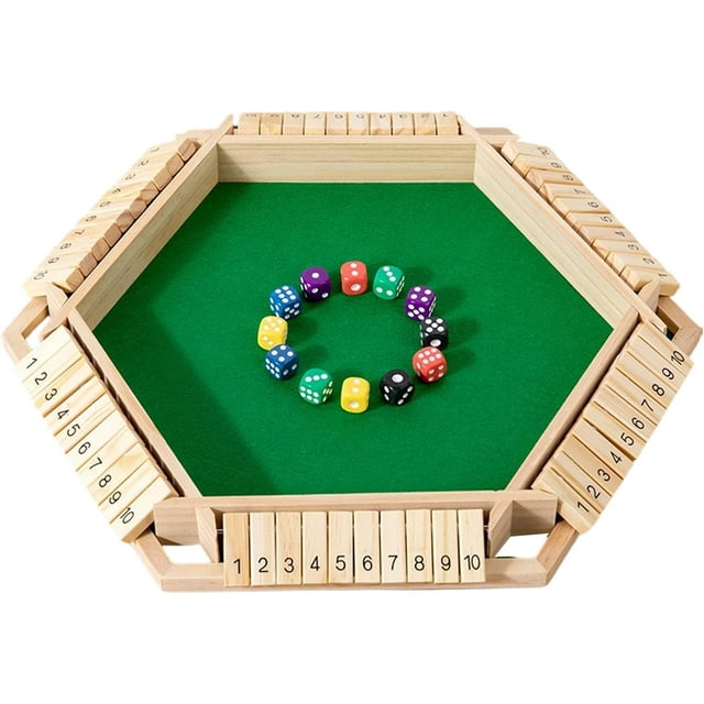 Shut The Box Game, 1-6 Players Dice Board Game, Upgraded Wooden Board Table Family Math Games, Classic Wooden 12 Dice Shut The Box Games For Party,Gathering, Classroom, Home,for Adults And Kids