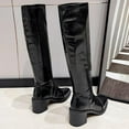 thumbnail image 5 of Womens Knee High Boots Wide Calf Square Toe Kitten Low Heel Crocodile Boots Pull On Tall Boots Below Knee Long Dress Boots Pointed Toe Stiletto Heel High Heel Side Zipper Large Size Knee High Boots, 5 of 7