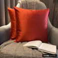 thumbnail image 3 of The HomeCentric Decorative Pillow Covers Rust Pack of 2, 24"x24" (60x60 cm) Satin Solid Cushion Covers For Sofa, Solid Modern Style - Rust Slub Satin, 3 of 10