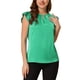 thumbnail image 1 of INSPIRAR CHIC Blusa Sólida Plisada de Manga Corta con Corte en la Espalda y Llave M Verde, 1 of 5