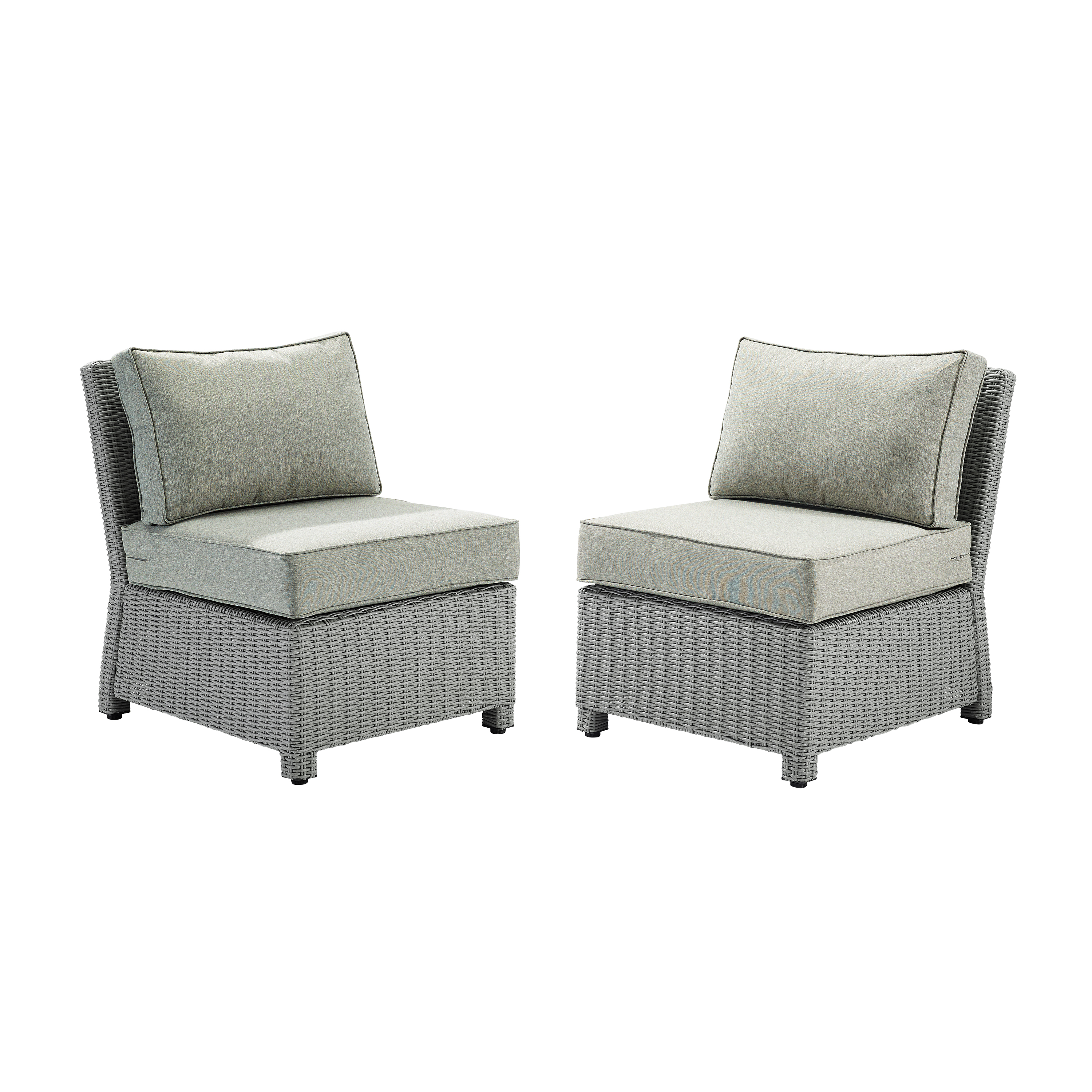 Crosley Bradenton Wicker Patio Armless Chair in Gray (Set of 2) - image 2 of 6