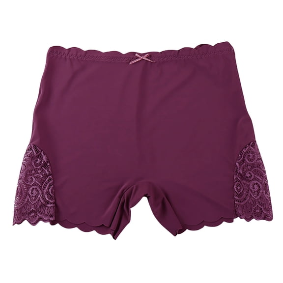 jobturf High Waisted Boxer Shorts for Under Dresses Women No Show Wave Edge Lace Boyshort Breathable Short Leg Boxers Underwear Size S