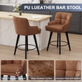 thumbnail image 4 of MultiHaven 26.2-Inch Bar Stools Set of 2,Swivel Counter Height Bar Stool with Plaid Back & Armrests,Solid Wood Legs PU Leather Kitchen Chairs for Bar,Cafe - Brown, 4 of 10
