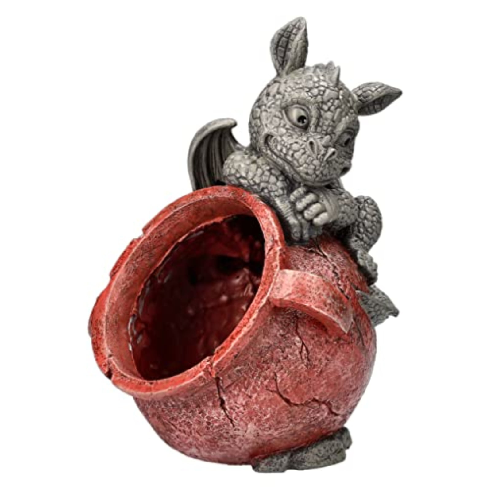 Playful Garden Dragon Planter Garden Display Decorative Accent Sculpture Stone Finish 10 Inch Tall