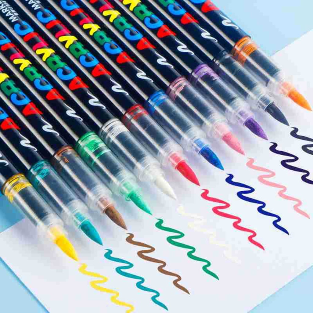 Zeiwohndc Brush Tip Liquid Acrylic Marker Multifunction Acrylic Paint Pen for Painting