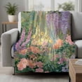 thumbnail image 2 of Spring Floral Blanket Soft Cozy Warm Throw Blanket for Couch, Plush Fuzzy Flannel Fleece Blankets for Sofa, Forest Leaves Trees Blossom Oil Painting Bed Blankets Lightweight Gifts for Women, 30"x40", 2 of 9