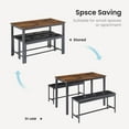 thumbnail image 3 of Home Dining Table Set, Modern 3 Piece Kitchen Table Set with Two Upholstered Benches, Wooden Breakfast Table and Bench Set for Small Spaces, Kitchen, Dining Room, Restaurant, Rustic Brown, 3 of 7