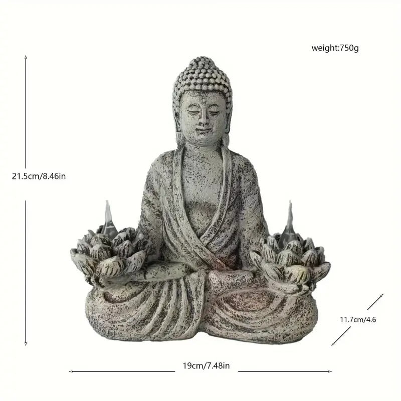 Meditating Buddha Garden Statues with Lotus Lantern, Solar-Power Buddha Sculpture Decor for Home Garden, Yard, Patio, Yoga, Buddha Statues for Indoor or Outdoor Ornaments, Unique Housewarming Gifts