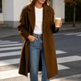thumbnail image 3 of Vixolx Winter Peacoat for Women Fashion Notched Lapel Collar Double Breasted Woolen Coat with Side Pockets Solid Long Sleeve Overcoat, 3 of 9