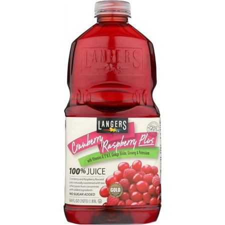 Langers KHFM00643486 64 oz 100 Percent Cranberry Raspberry Juice (Pack of 24)