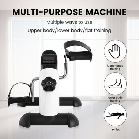 Under Desk Exercise Bike, Pedal Exerciser Portable Foot Cycle Arm & Leg Peddler Machine with LCD Screen Displays