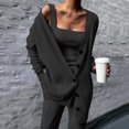 thumbnail image 4 of 1 Set Vest Coat Pants Set Solid Color Knitted Three-piece Single-breasted Cardigan Sweater Trousers Vest for Daily Wear, 4 of 7
