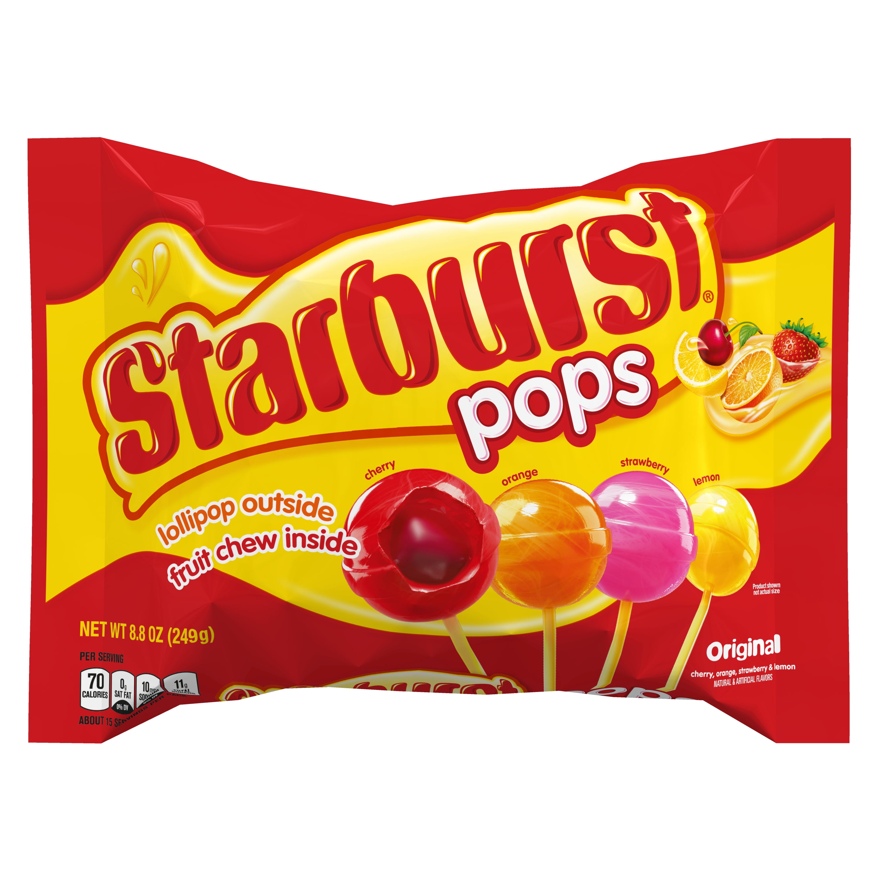 Starburst Pops 8.8 oz. Lay Down Bag Candy, Lollipop Outside Fruit Chew Inside