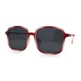 thumbnail image 2 of Womens Polarized Thin Plastic Mod Oversize Rectangle Sunglasses Red Tortoise Black, 2 of 4