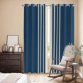 thumbnail image 3 of Kitchen Curtains 84 Inch Length 2 Panels, Navy Blue Beige Striped Grommets Window Treatment Curtain, Modern Farmhouse Retro Lines Thermal Curtains Drapes for Living Room/Bathroom, 3 of 9
