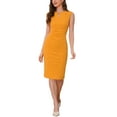 thumbnail image 2 of INSPIRE CHIC Women's Sheath Dress Pencil Work Sleeveless Professional Office Dresses S Ginger Yellow, 2 of 6