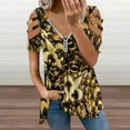 thumbnail image 2 of New Orleans Black And Gold Louisiana Fleur De Lis Beads Womens Summer V Neck Zipper Top Short Sleeve T Shirt Off Shoulder Top Casual Classy Loose Shirts, 2 of 7