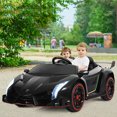 thumbnail image 3 of Gymax 12V 2-Seater Licensed Lamborghini Kids Ride On Car w/ RC & Swing Function Black, 3 of 10