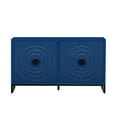 thumbnail image 4 of Vintage Sideboard Buffet Cabinet, Rubberwood Storage Cabinet with 4 Doors and Adjustable Shelves, Console Table with Water Wave Door Design for Living Room Entrance, Navy Blue, 4 of 9