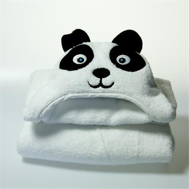 Baby Panda Serviette Turque à Capuchon - Blanc, 0-24 Mois