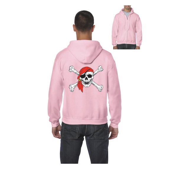 Mens Jolly Roger Skull & Crossbones Full-Zip Hooded Sweatshirt