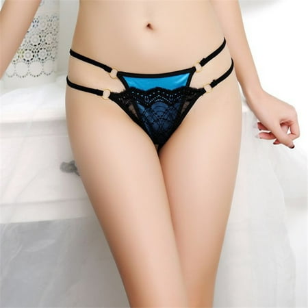 

Qurein Women s Low Waist Ribbon Full Transparent Lace Sexy Seductive Thong Underwear