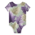 thumbnail image 2 of Purple Green Leaves Elegant Pure Cotton Bodysuit Short Sleeve Pajamas One-Piece Romper Unisex 2T, 2 of 6