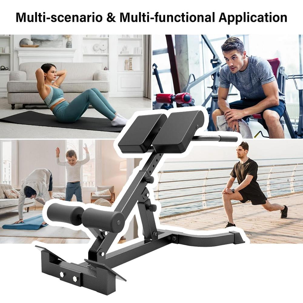 Kagrote Adjustable Lower Back Extension Machine, Folding Roman Chair Bench with 330-Lb Load Capacity for Home Gym