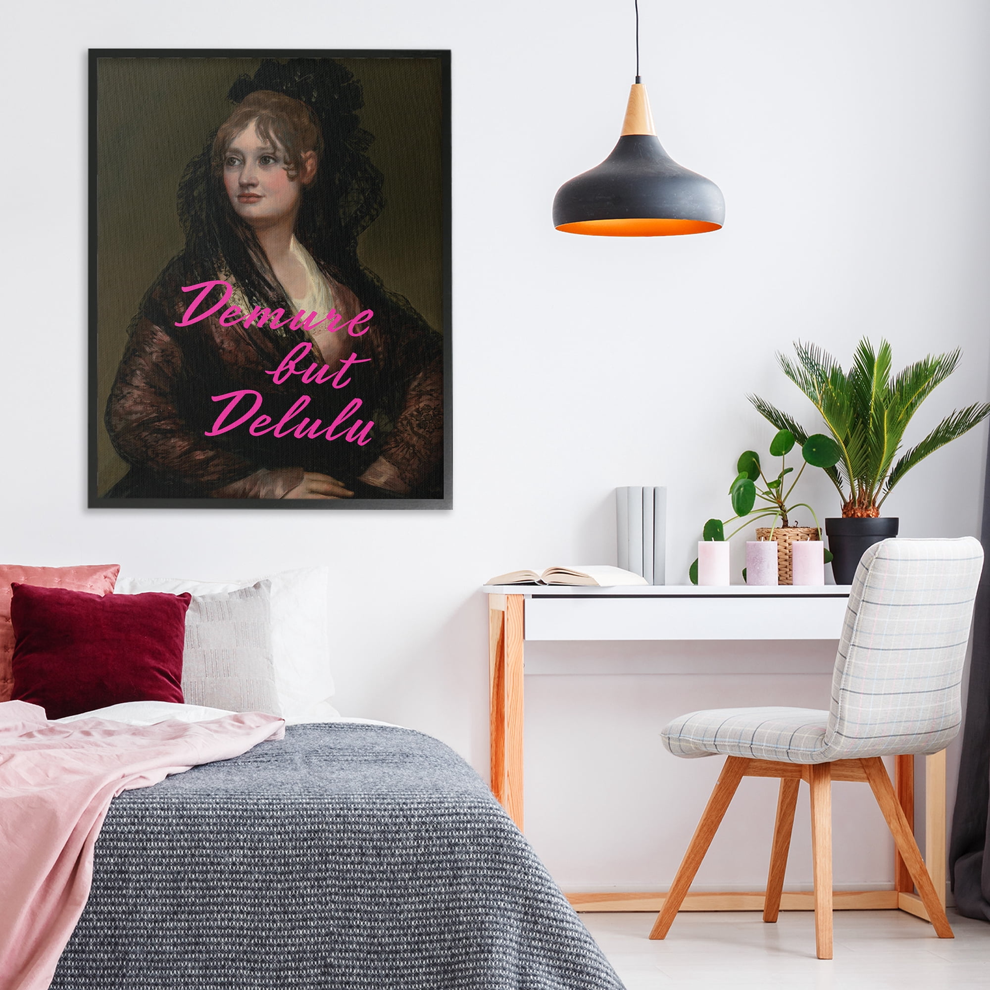 Stupell Industries Iconic Demure But Delulu Black Framed Giclee Art, design by Grotto Studios