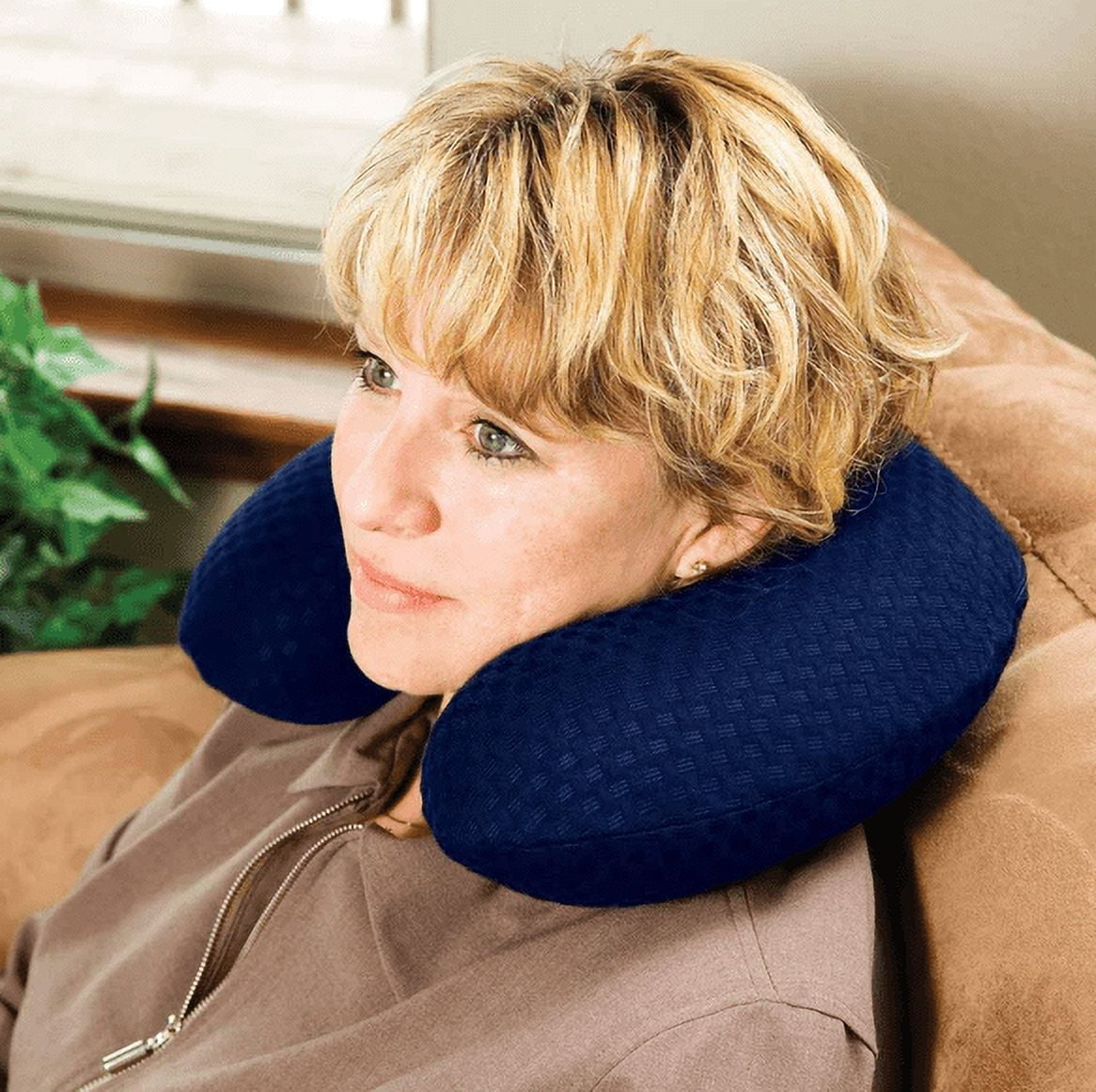 Carex Premium Quality Memory-Foam Travel Pillow for Neck Support, Relieves Pain, 0.9 lbs, Blue