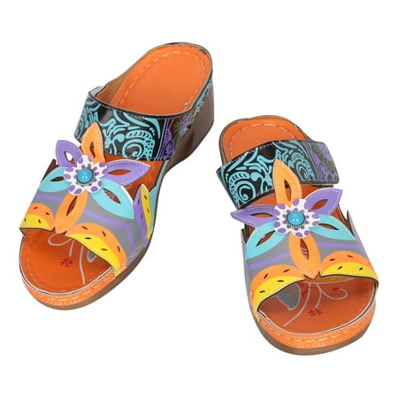 

Hvyesh Platform Sandals for Women Casual Summer Bohemian Fashion Non-Slip Orthopedic Sandals Fashion Shoes Comfortable Slippers With Arch Support Slip On Sandals Size 9.5